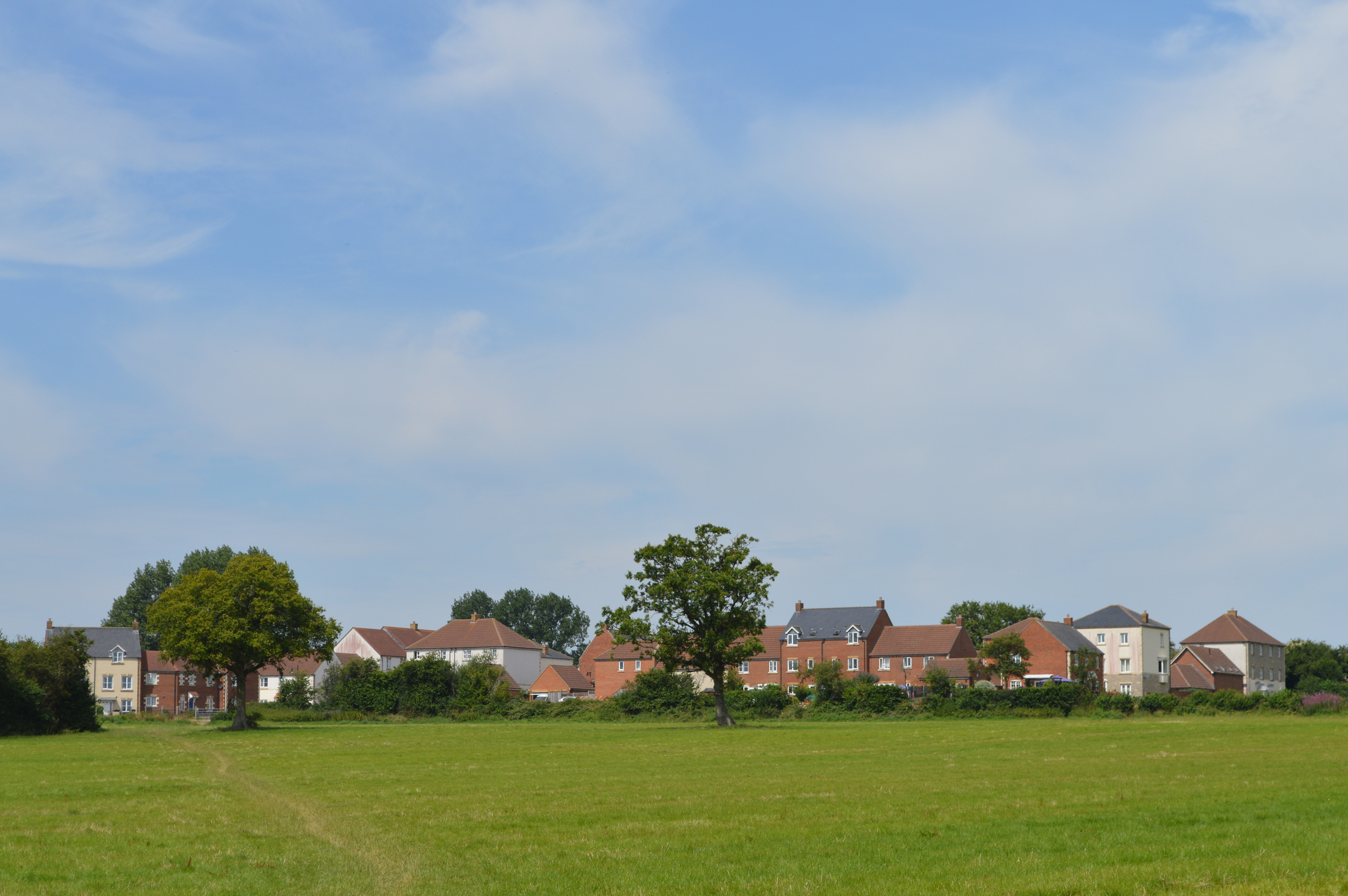 View from a development field of a fairly new housing estate on the edge of the town.