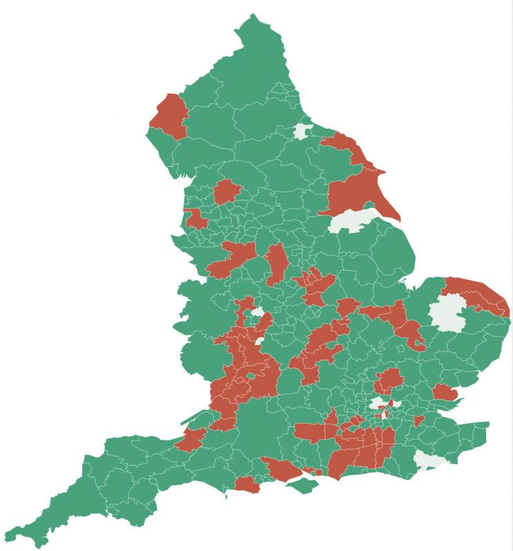 Map of local connection charges for Self Build Registers