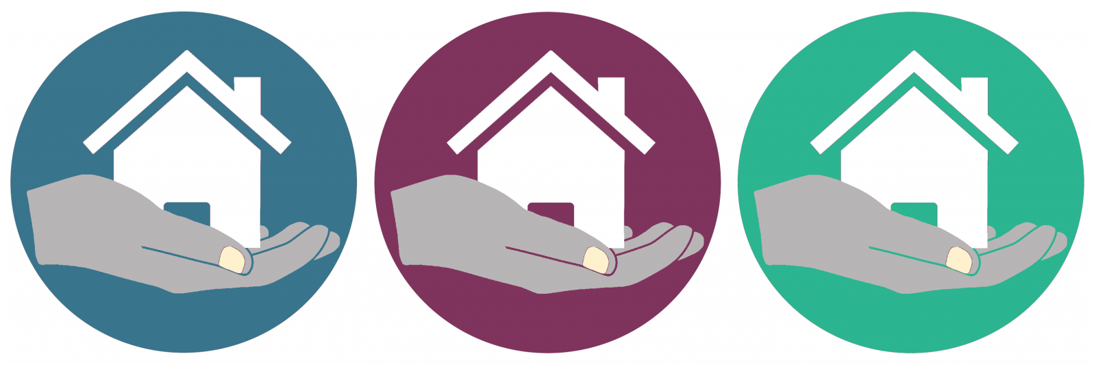 Hands holding house logo