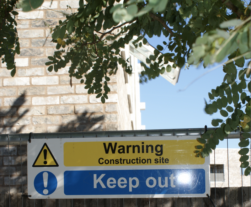 Warning sign construction site