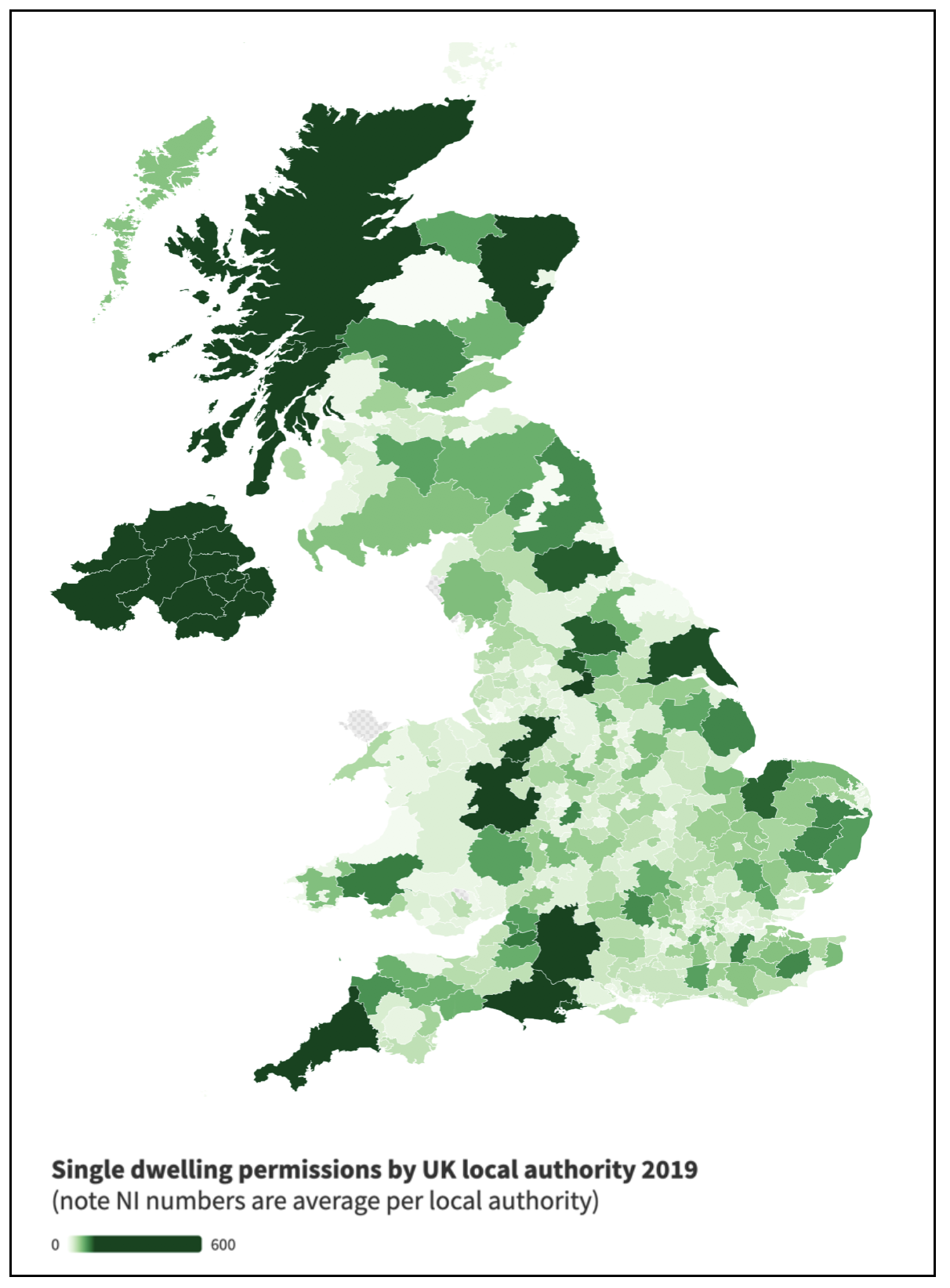 single dwellings by local authority 2019