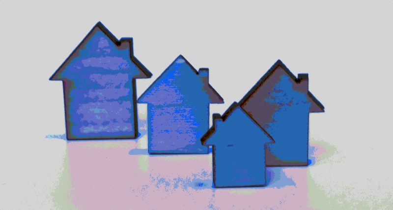 wood houses blue