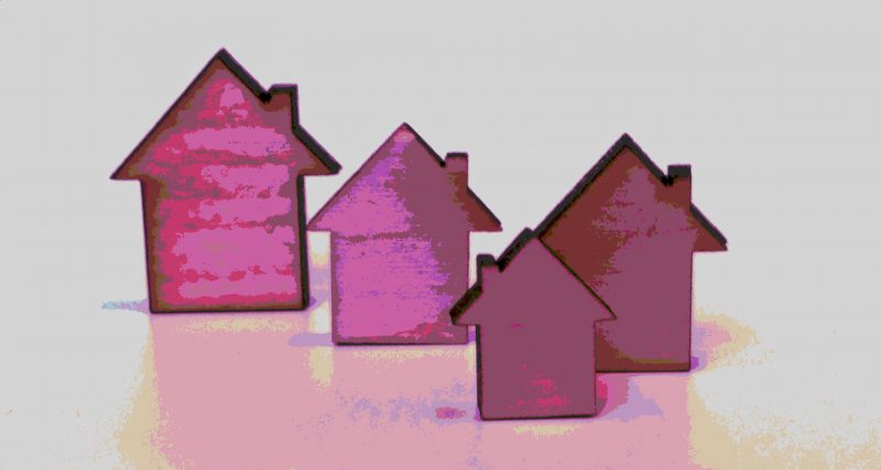 wood houses pink